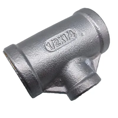 US Stock 1/2  X 1/4  X 1/2  Female T Tee Threaded Reducer Pipe Fitting SS NPT • $8.89