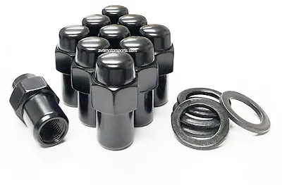 20x Lug Nuts 1/2 Black Mag Wheel Nut .75 Shank Cragar 1/2x20 1/2-20 Ford Washers • $31.99