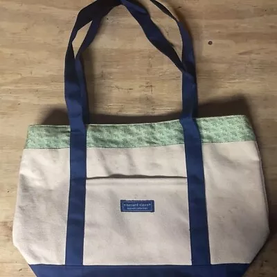 Vineyard Vines Canvas Tote Bag With Plane Pattern Zip Top • $12.99