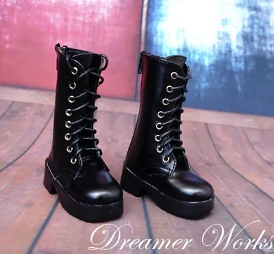 Black Lace-up Long Boots Shoes For 1/4MSD 1/3SD BJD Dollfie Doll LUTS AOD DOD DZ • $22.02