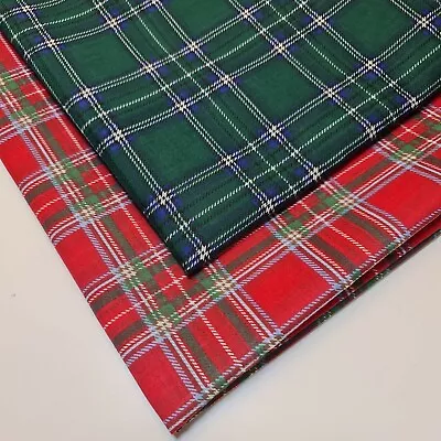 £2.49 • Buy Tartan Polycotton Christmas Decor Dress Craft Fabric Xmas Material 44  By Meter