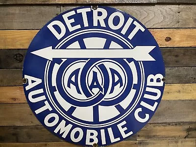 Detroit Automobile Club Vintage Porcelain Sign Aaa Association Car Truck 30” Usa • $725