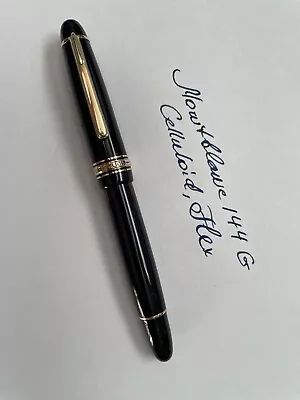 1950's Celluloid Montblanc 144G Fountain Pen Telescoping Piston B/OB 14C Nib • $475