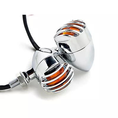 2x Chrome Turn Signals Bulb Blinkers For Harley Davidson Cruiser Motorcycle Bike • $19.99