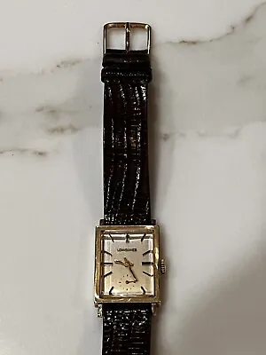 Vintage LONGINES 14k Solid Gold 17J Manual Wind Retro Men's Watch W/ Unique Case • $450