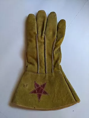 Vintage Western Cowboy Rodeo Leather Suede Glove Star Applique Texas Small RH • $34.50