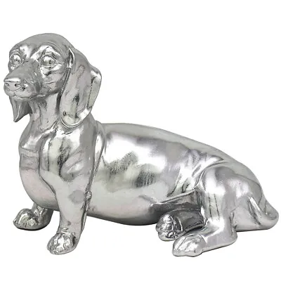 Silver Colour Sitting Dachshund Ornament Figure By The Leonardo Collection  • £23.99