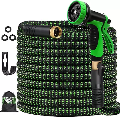 Garden Hose 100ft Extra Strength Fabric Flexible Expanding Hose With Spray Nozzl • $27.99