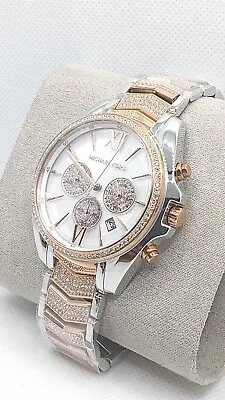 Michael Kors MK7225 Oversized Whitney Crystal 2 Tone Silver & Rose Gold Watch  • $139