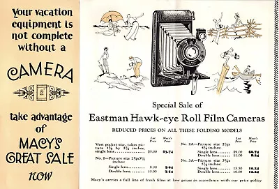 Macy's Eastman Hawk-Eye Camera Adverting Brochure 1927 Vintage Photography • $21.07