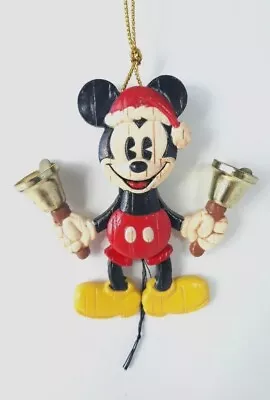 Vintage Disney Hallmark Mickey Mouse With Bells Ornament 2001 Pull String 3 Inch • $9.95