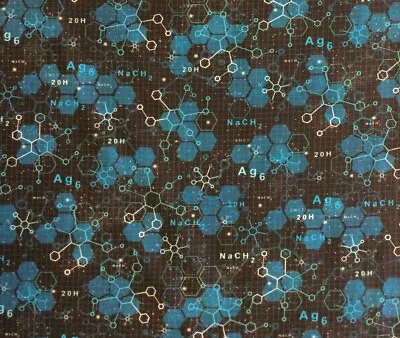 RPRK222g Chemistry Equations Molecules Elements Science Math Cotton Quilt Fabric • $4.97