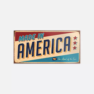 Made In America Retro Grunge Sign Vinyl Sticker Decal • $2.95