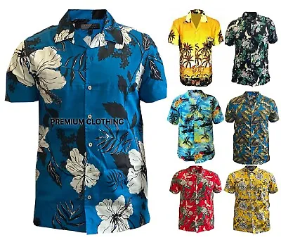 Mens EX UK STORE Hawaiian Shirts Stag Do Party Fancy Dress Holiday Palm Tree • £8.99