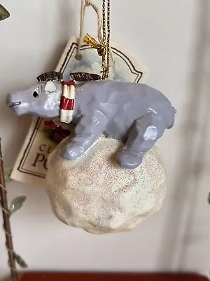 VTG Disney Classic Pooh “Eeyore On Snowball” Christmas Ornament 2.5x2.5” • $20.99