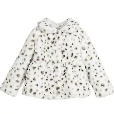 Lili Gaufrette Girls Ivory Plush Fur Spotted Jacket 3 Years • £17.50