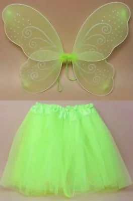 Green Fairy Wings Wand Tutu Fancy Dress Costume Angel Wings Butterfly Wings • £9.45