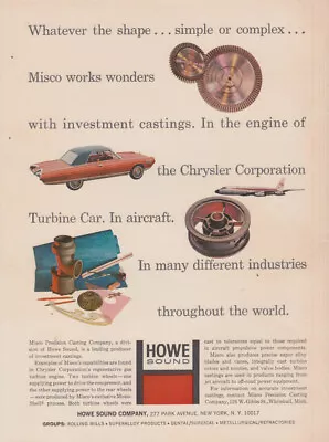 Misco Works Wonders With Investment Castings Chrysler Turbine Car Ad 1964 BW • $9.99