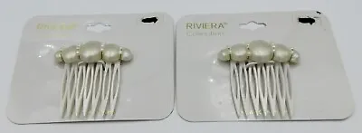 NEW Vtg RIVIERA COLLECTION NY PARIS Set Lot Hair Comb Bead Off White Faux Pearl • $4.99