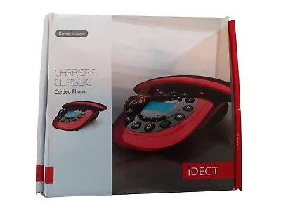 IDECT Carrera Classic Corded Phone With Caller Display Candy Apple Red Tested Vg • £14.99