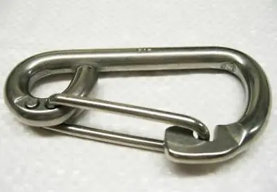 10mm STAINLESS STEEL MARINE FORMED EYE CARBINE HOOK With SAFETY CATCH Rope Boat • £7