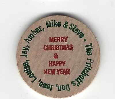 Merry Christmans & Happy New Year From The Pritchett's Buffalo Wooden Nickel • $4.95