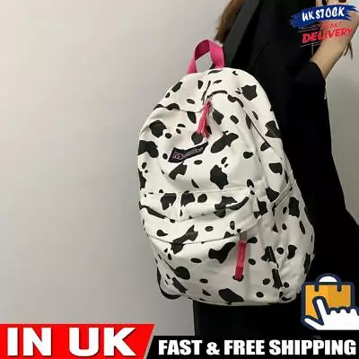 Women Canvas Zebra Cow Pattern Print Backpack Preppy Style Ladies Large Handbags • £11.49