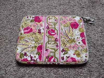 Vera Bradley Laptop Sleeve Floral Full Zip Quilted Case Pink Green A14 • $7.98