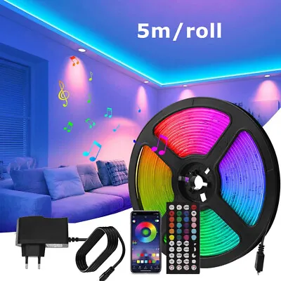 LED Strip Lights Bluetooth 5050 RGB Colour Changing Tapes Cabinet Kitchen TV Bar • £10.39