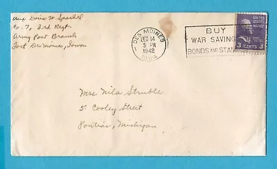 1942 Des Moines IA To MI Womens Army Auxiliary Corps Cover & Letter W/WAAC Logo • $9.99