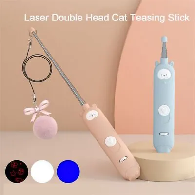Mouse Shadow Cat Teasing Stick Interactive Toy Pet LED Laser Cat Toy Pointer • £7.13