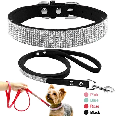 £7.69 • Buy Pet Dog Cat Collar Rhinestone Bling Puppy Lead Leash Walking Training Harness