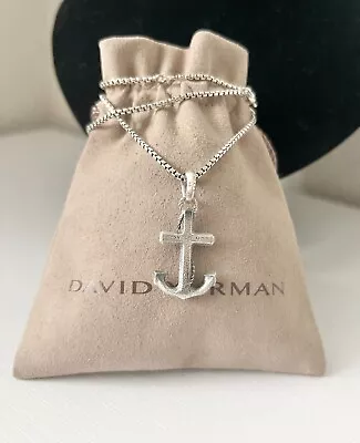 David Yurman Maritime Anchor Pendant Amulet With Box Chain Silver Necklace • $300