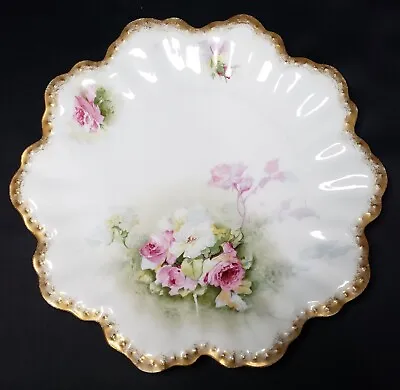 Antique 8.5  Limoges AL France A. Lanternier Pink Roses Flower Dish • $24.99