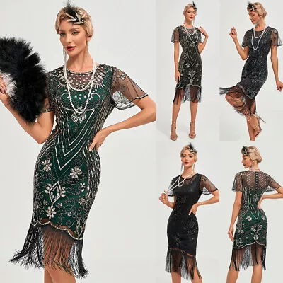 Plus Size 1920's Flapper Dress Sequin Fringe Cocktail Party Great Gatsby Costume • £23.99