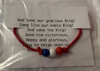 Handmade King Charles III  Coronation Bead Bracelet In Union Jack Colours • £1