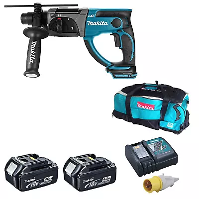 MAKITA DHR202 HAMMER DRILL 2 BL1840 BATTERIES DC18RC 110v CHARGER DK18027 BAG • £548.88