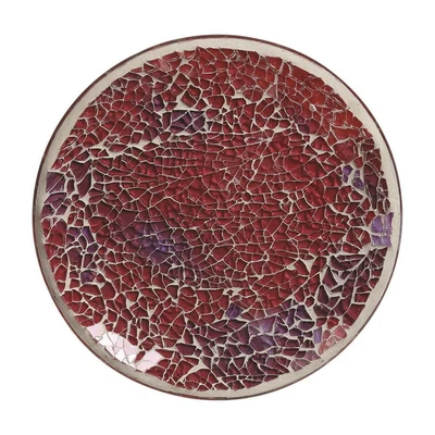 £7.99 • Buy Aroma Mosaic Crackle Candle Plate Glass Tea Light Holder Red Crimson 16cm