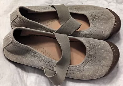 Keen Sienna Canvas Mary Jane Strap Slip On Shoes Brindle Beige Women’s Size 9.5 • $16.90