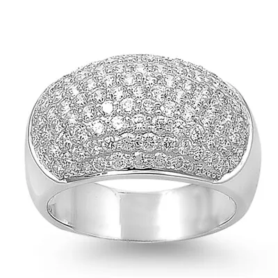 Clear CZ Micro Pave Oval Wide Bar Ring New .925 Sterling Silver Band Sizes 6-9 • $33.39