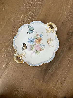 $0.99 • Buy Vintage Victorian Handled Floral Butterfly Cake Plate