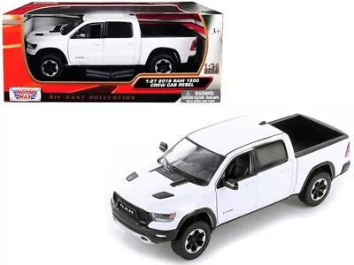 1/24 - 1/27 MotorMax 2019 Dodge Ram 1500 Crew Cab Rebel Diecast White 79358 • $22