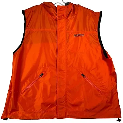 VTG Polo Sport Mens Zip Up Windbreaker Vest Size XXL Orange Hooded Utility NEW • $65.88