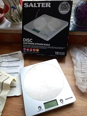 Salter Digital Kitchen Scales. Disc Electronic Scale. Slim 5kg Max Silver • £5.99