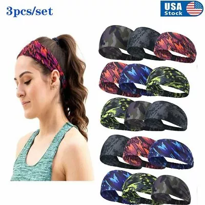 3pcs Men Elastic Hair Head Band Sweatband Headband Stretch Wrap Thin Sports Gym • $9.39