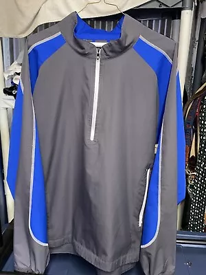 Footjoy Mens 1/2 Zip Windshirt Sport Golf Pullover Long Sleeve Gray Blue Large • $21.99