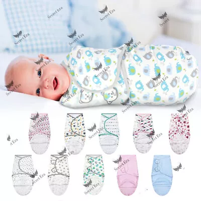 0-6 Months Newborn Baby Infant Swaddle Blanket Adjustable Wrap Cotton Sleep Bags • £7.69