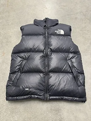 The North Face Nuptse Puffer Vest Men Medium Vintage 700 Goose Down MINT Black • $199.99