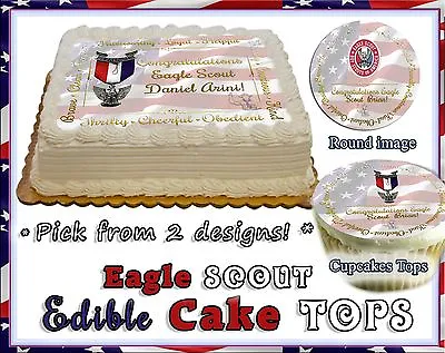 Eagle Scouts Edible Cake Topper Or Cupcakes Picture Rank Boy Sugar Paper Image  • $10.50