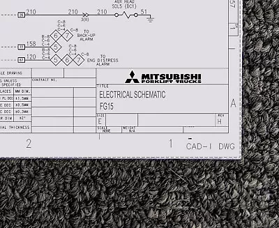 Mitsubishi Forklift FG15 Electrical Wiring Diagram Manual • $209.30